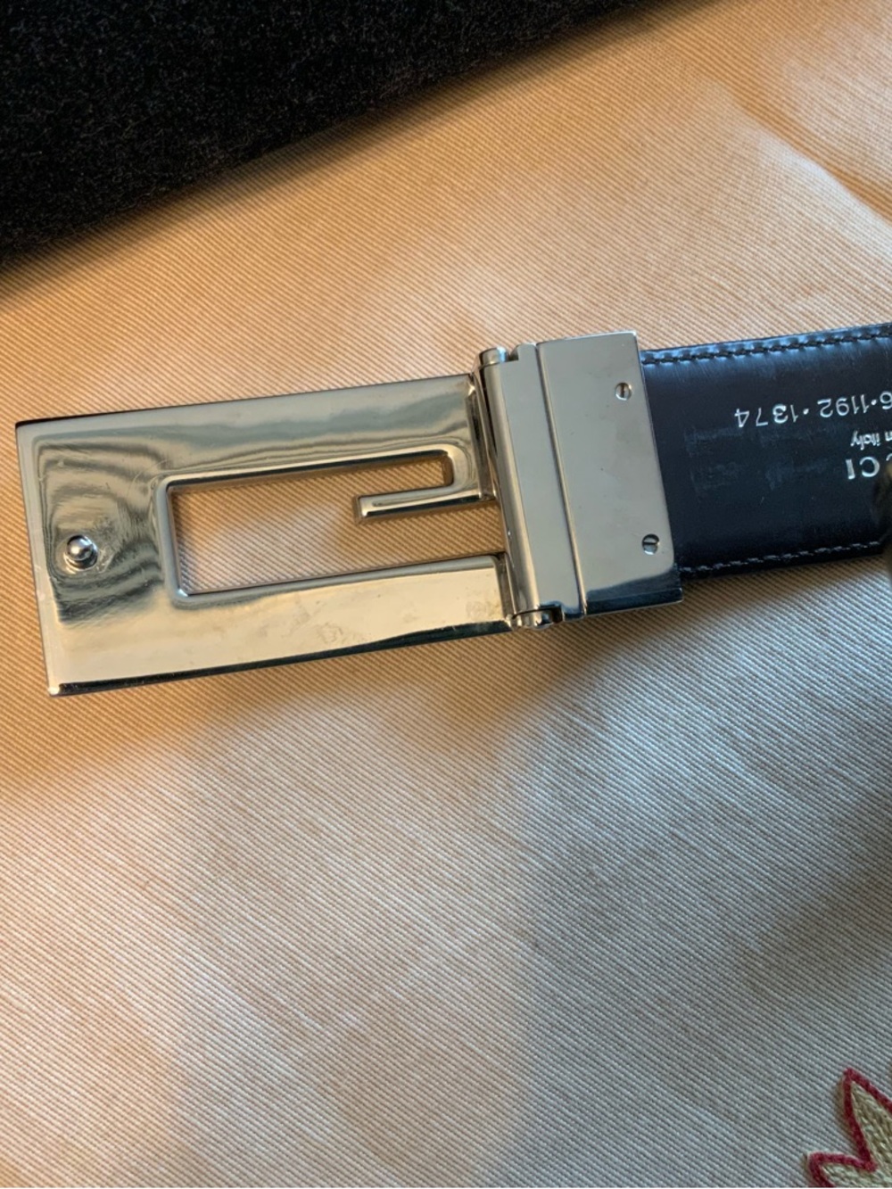 Gucci Black Leather Belt 90 36 Authentic! Silver Buckle Good! - Picture 10 of 11